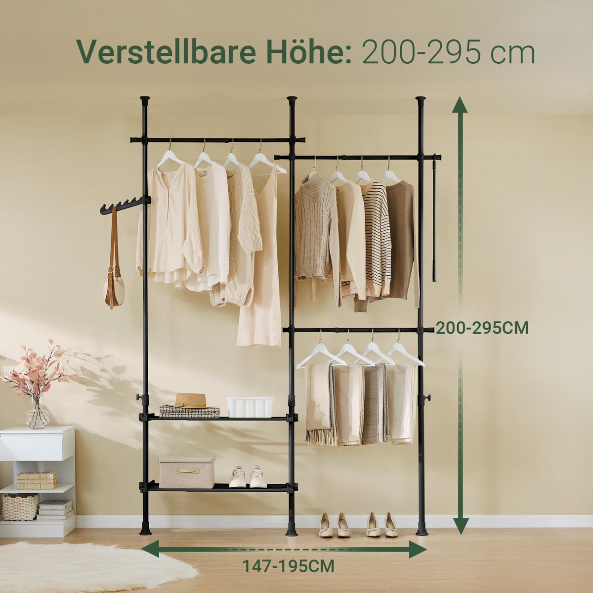 TELESKOP KLEIDERSTÄNDER Schwarz - Schwarz, Kunststoff (198/285/1cm) - SoBuy