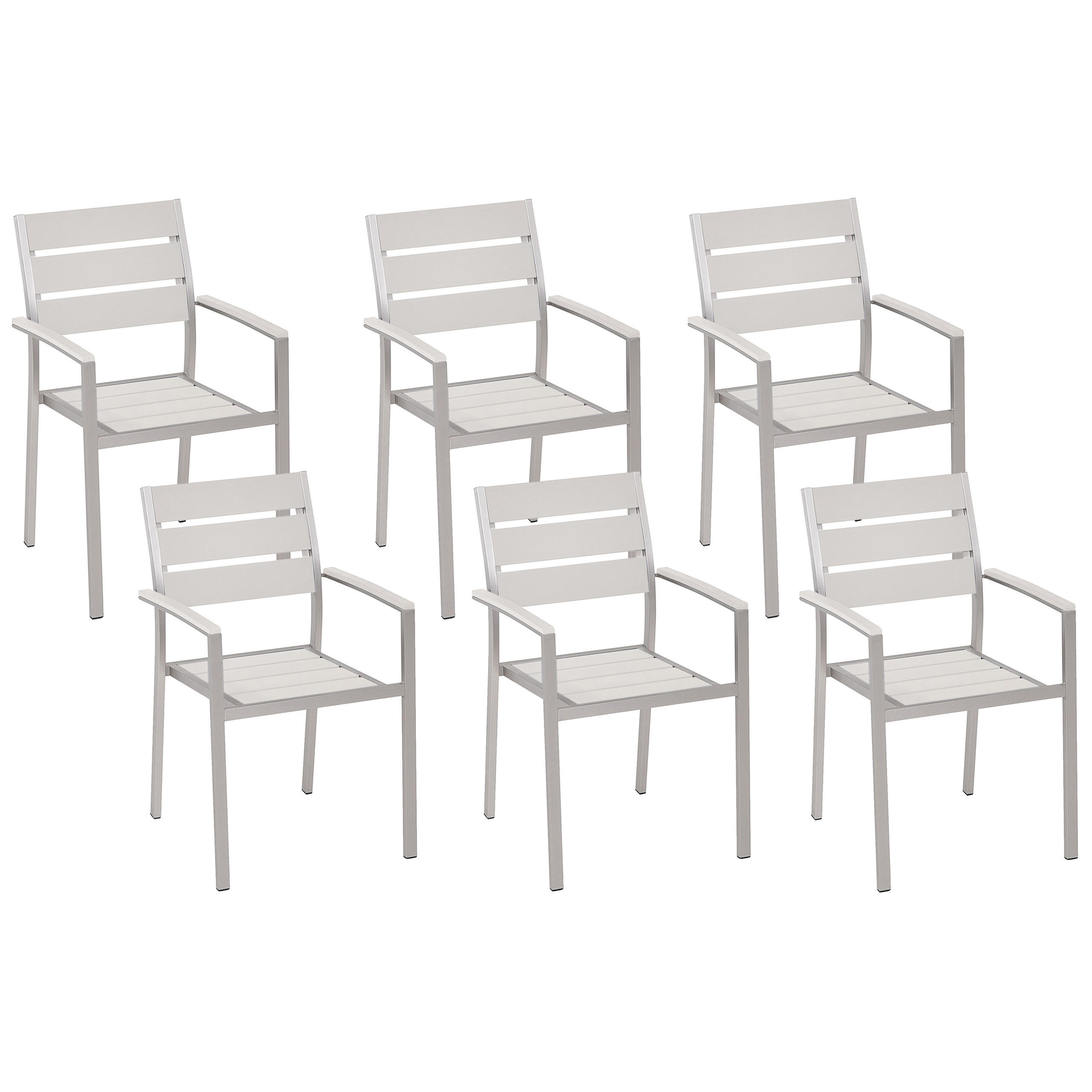 GARTENSTUHL 6er-Set Kunstholz weiß Vernio - Weiß, Kunststoff (54/88/57cm) - Beliani