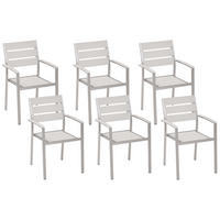 GARTENSTUHL 6er-Set Kunstholz weiß Vernio - Weiß, Kunststoff (54/88/57cm) - Beliani