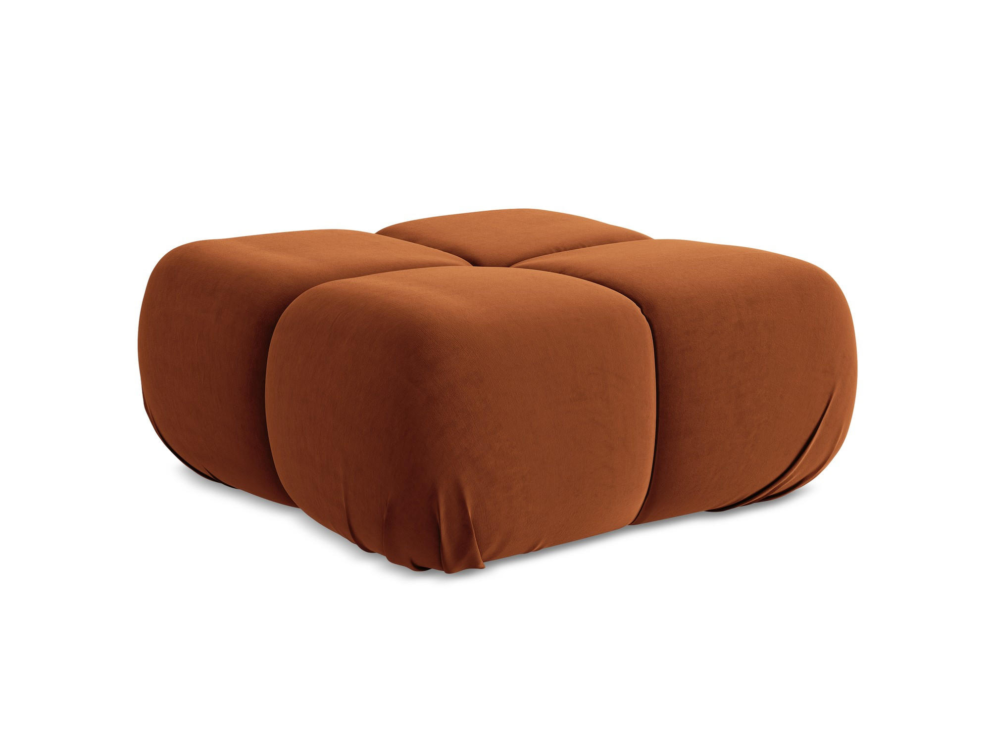 POUF Samt Stoff Orange - Beige/Terra cotta, Kunststoff/Textil (95/41/95cm) - Makamii