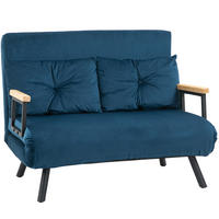 SCHLAFSESSEL mit Bettfunktion 102 x 73 x 81 cm Samt Blue - Blau, Holzwerkstoff (102/81/73cm) - Meubliv