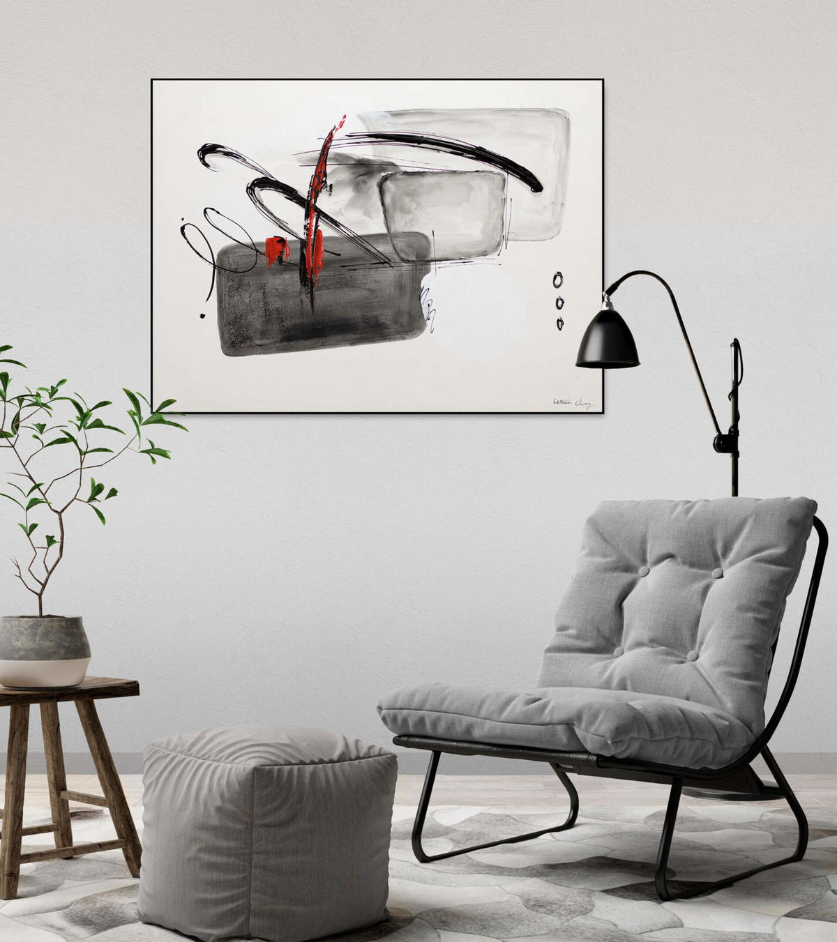 OLEJOMAĽBA 100/75 cm, Zvieratá - sivá, drevo/textil (100/75cm) - KUNSTLOFT