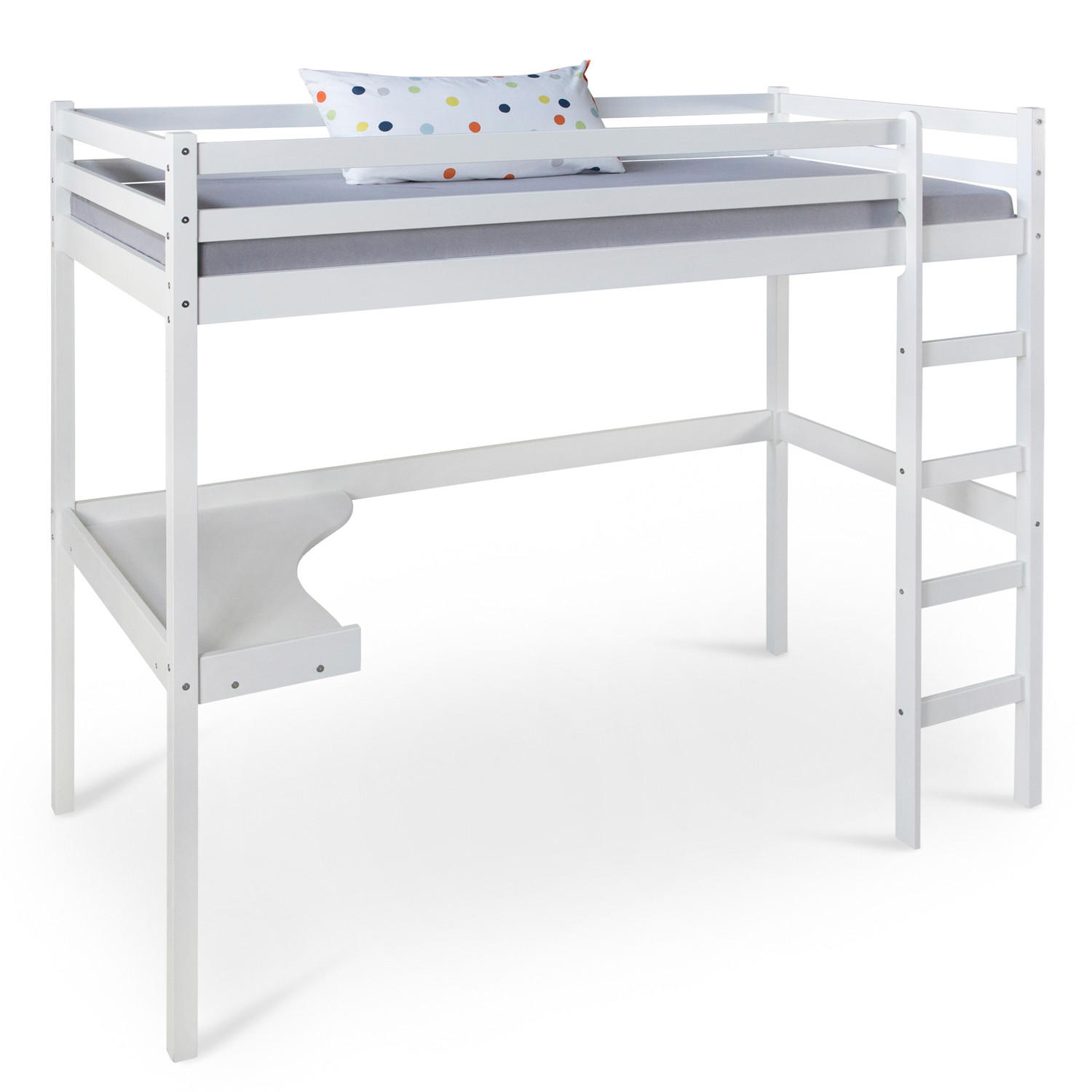 HOCHBETT 90/200 cm mit Schreibtisch - Weiß, Holz (90/200cm) - Homestyle4u