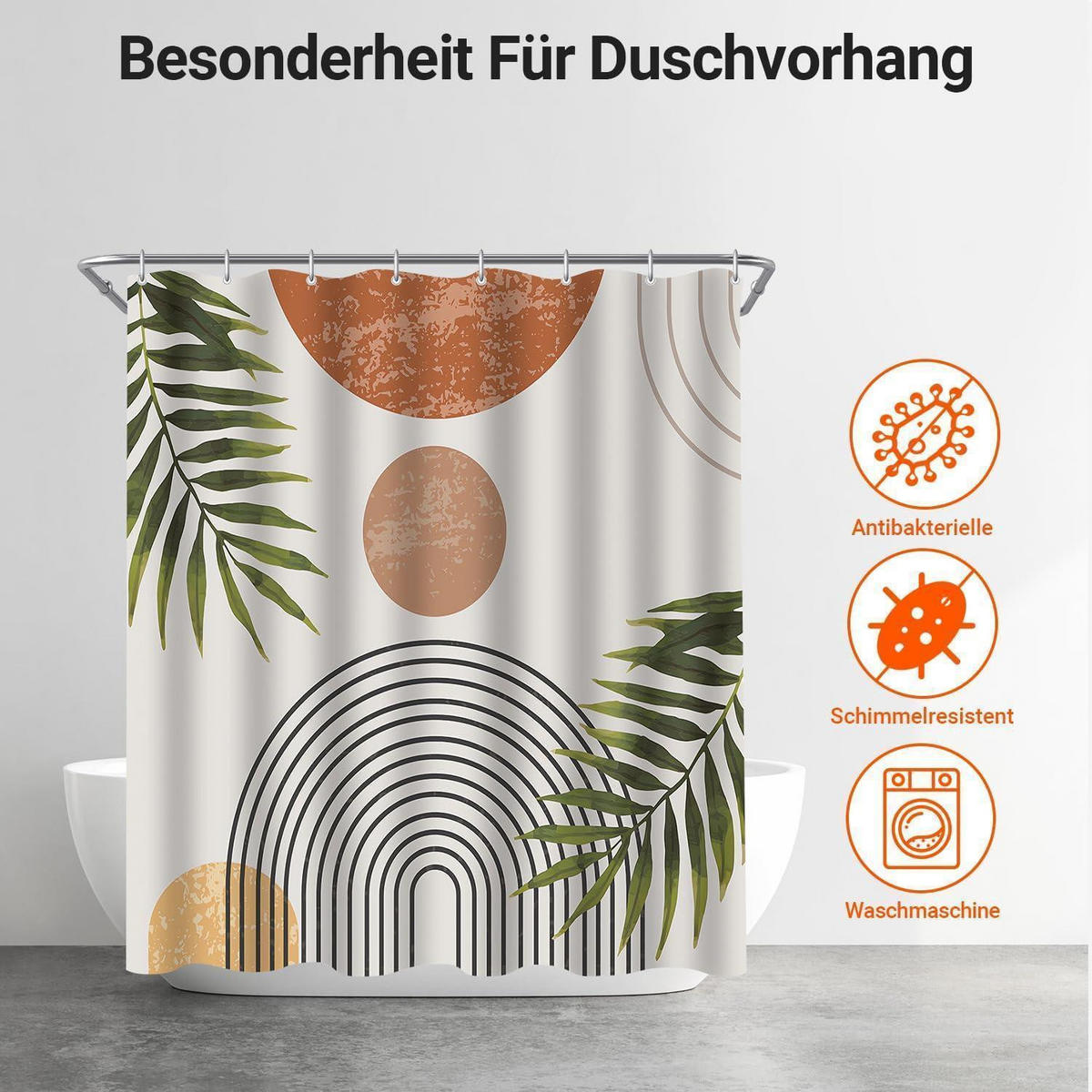 DUSCHVORHANG Blätter Linie 240 x 200 cm - Multicolor, Textil (240/200cm)