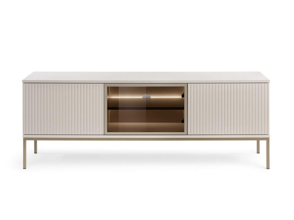 TV-SCHRANK Kaschmir 154 cm Deo - Kaschmir/Champagner, Naturmaterialien/Glas (154/56/39cm) - Graingold