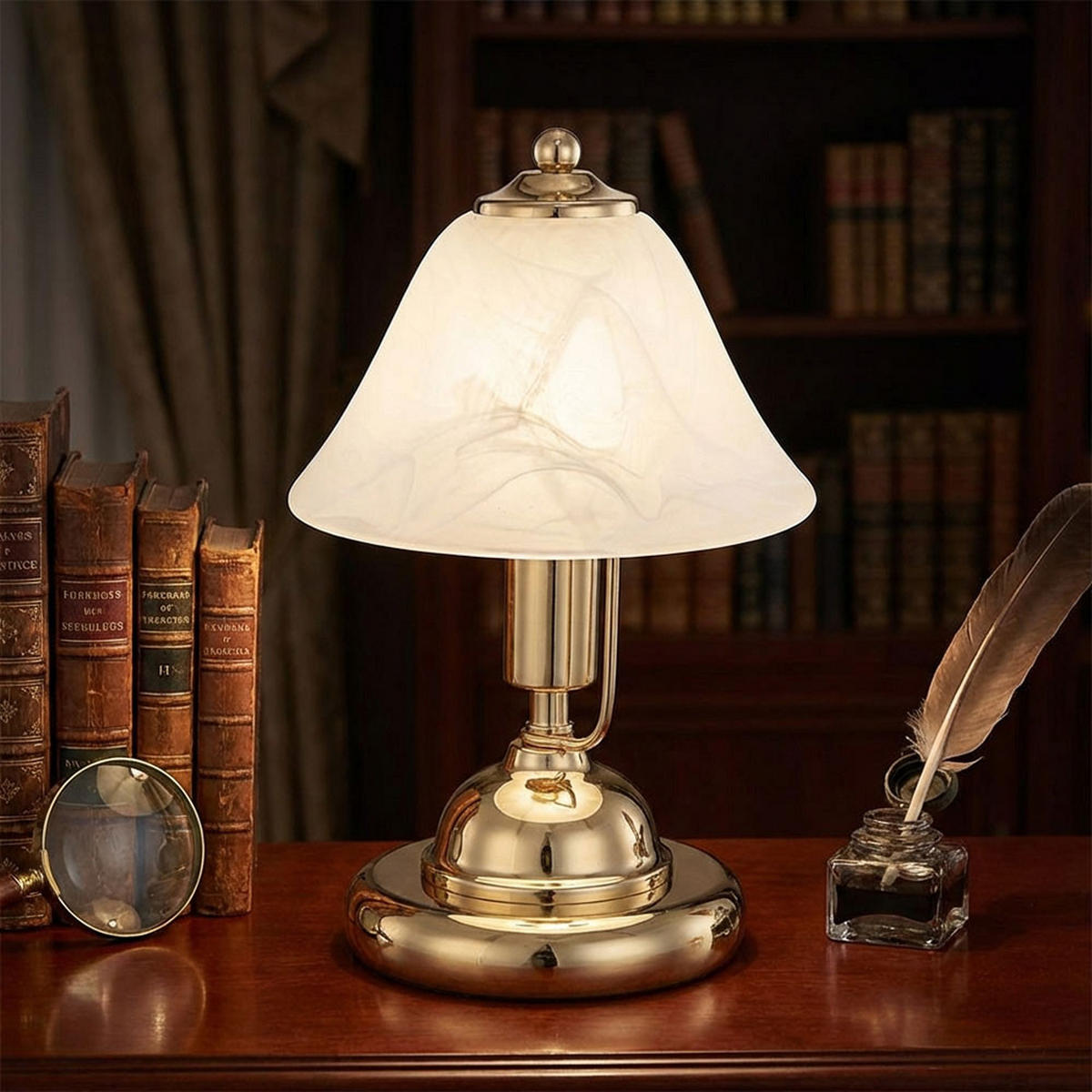 TISCHLEUCHTE Metall Messing Glas 2er Set - Messingfarben, Glas (17/17/27cm) - Globo Lighting