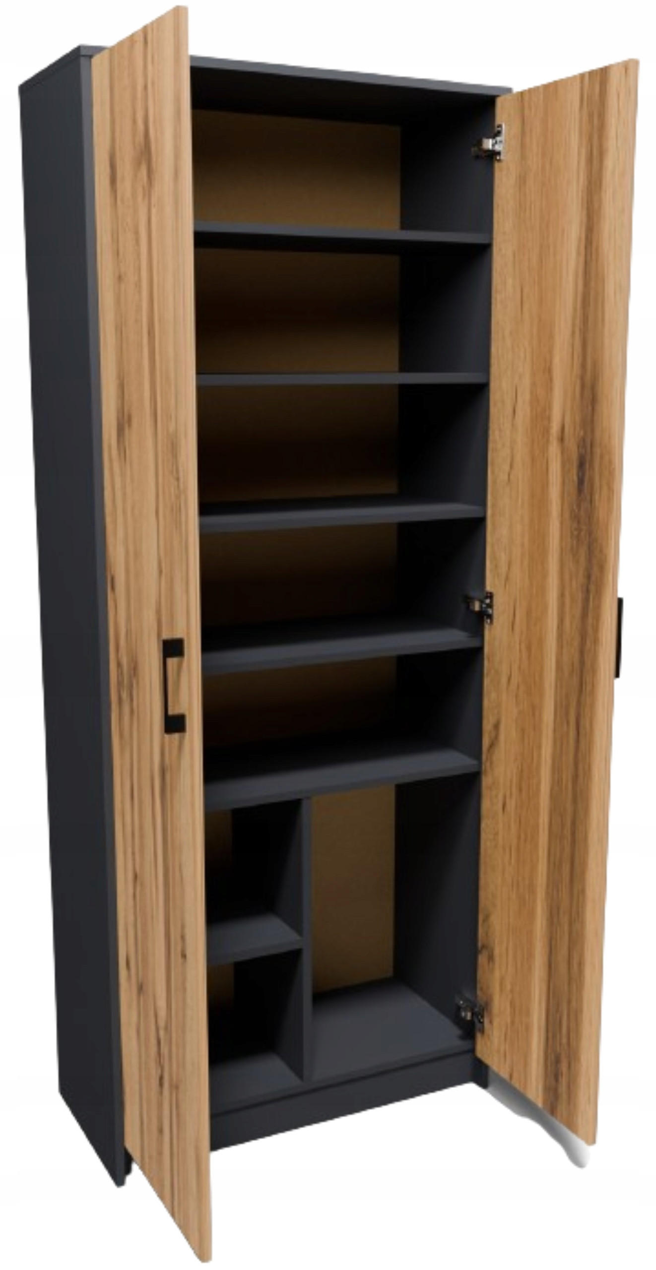 BÜCHERREGAL R4 Anthrazit-Wotan Eiche 74/35/180 cm - Anthrazit/Eiche Wotan, Holzwerkstoff (74/180/35cm) - Matkam Möbel