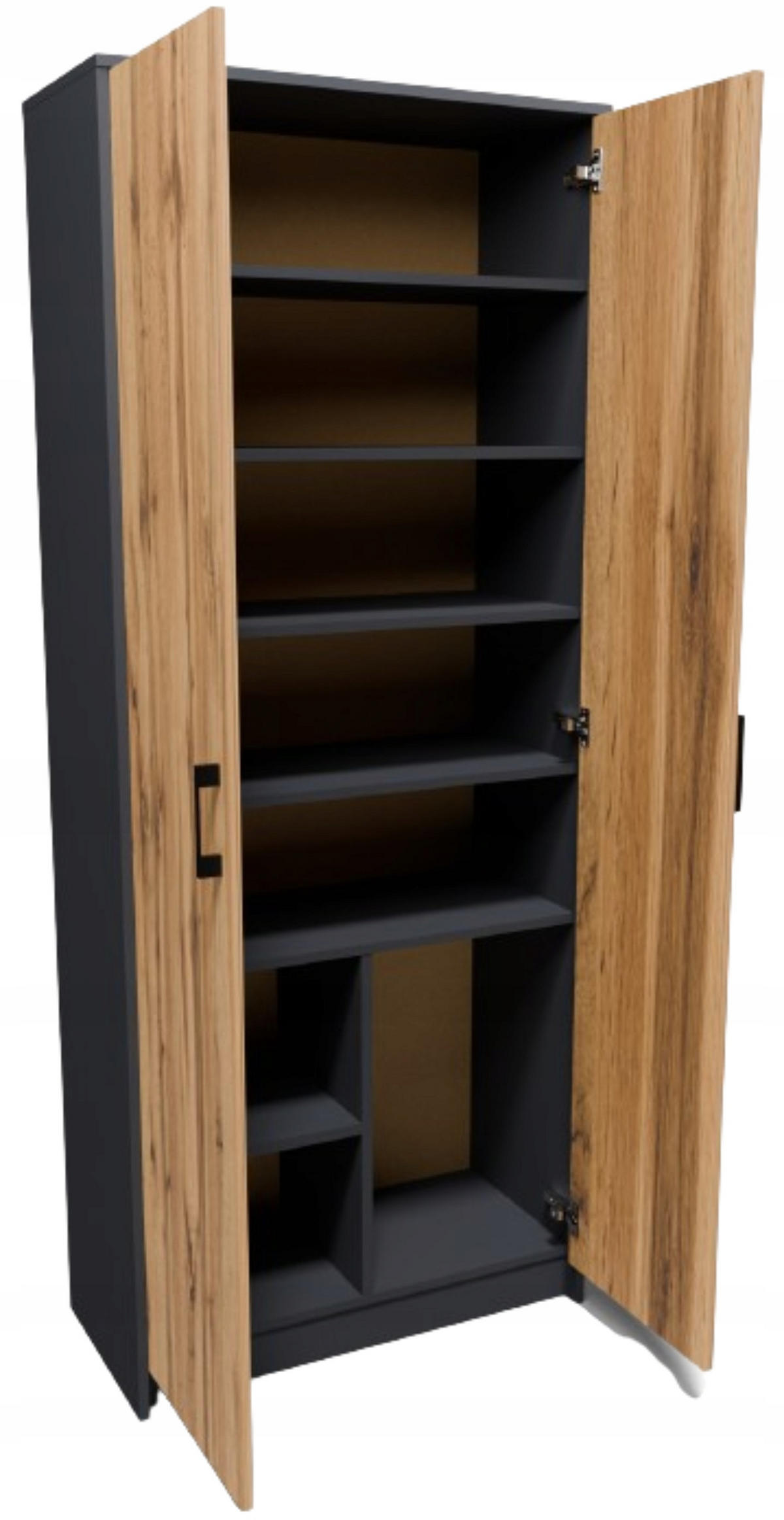 BÜCHERREGAL R4 Anthrazit-Wotan Eiche 74/35/180 cm - Anthrazit/Eiche Wotan, Holzwerkstoff (74/180/35cm) - Matkam Möbel