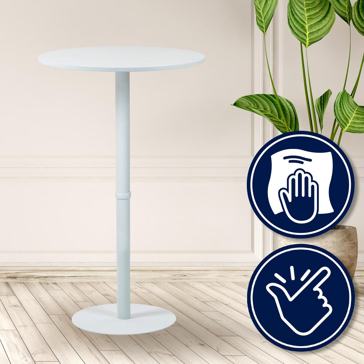 STEHTISCH rund 75 cm Holz weiß/weiß - Weiß, Holz/Metall (75/75/110cm) - CLP