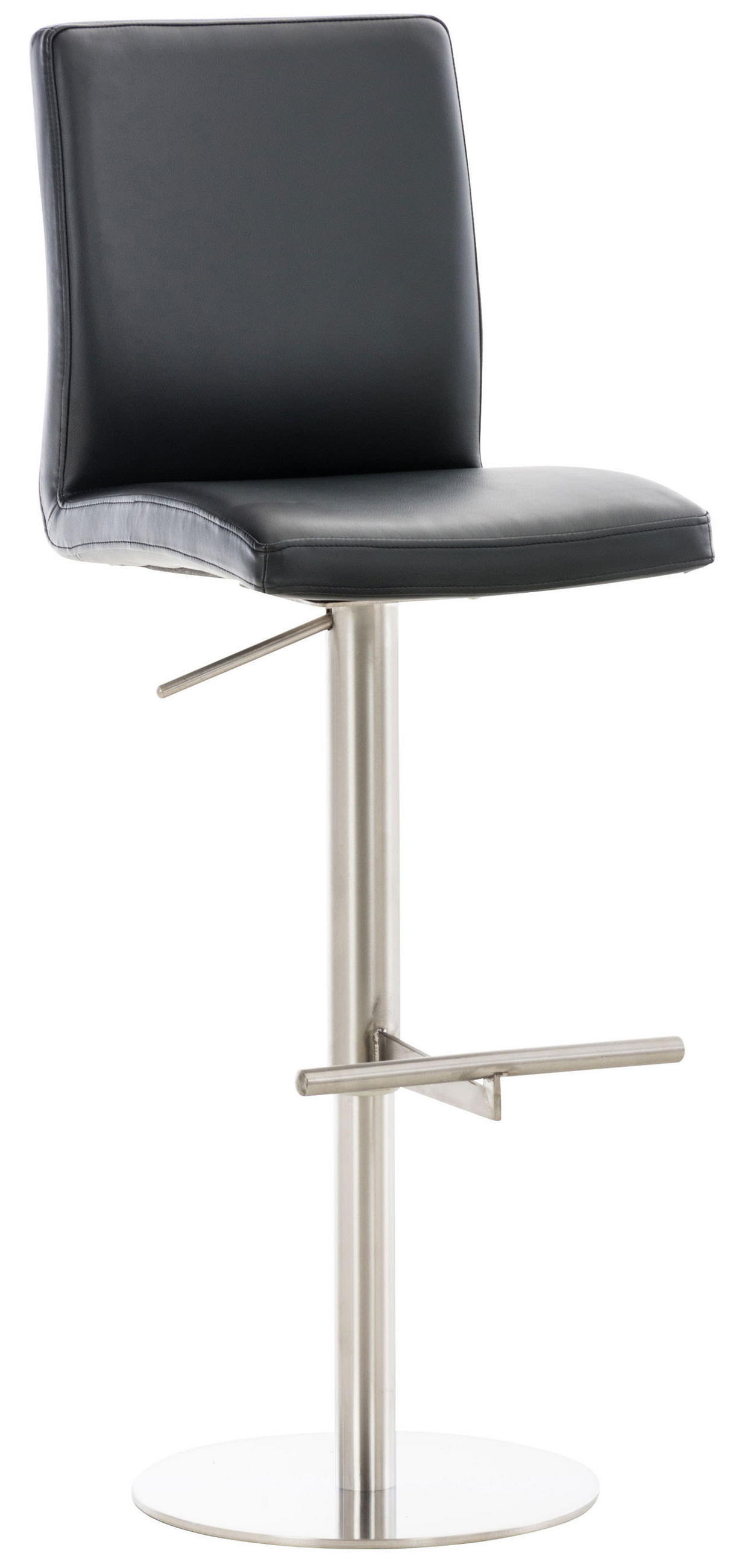 BARHOCKER Lederlook Schwarz - Edelstahlfarben/Schwarz, Textil/Metall (40/93/49cm) - CLP