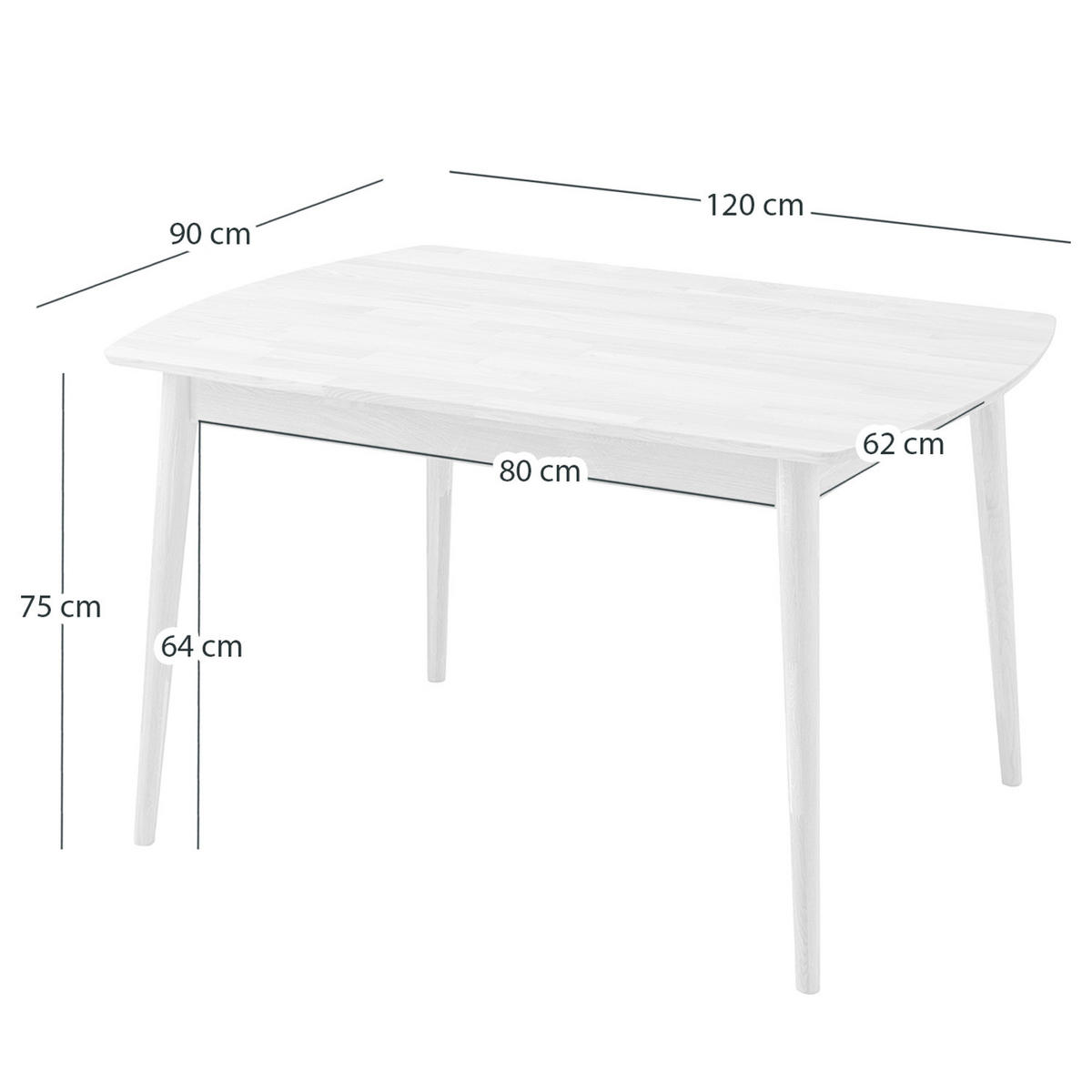 ESSTISCH - Eiche massiv - Eichefarben, Holz (90/120/75cm) - home24