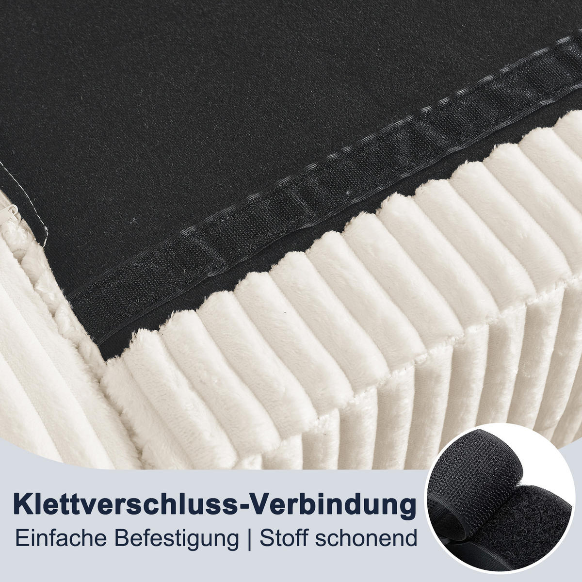4-SITZER ECKSOFA Cord Beige mit Hocker und Kissen - Beige, Holzwerkstoff/Kunststoff (256.5/133.5cm) - WISHDOR