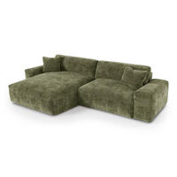 ECKSOFA (links) CHEER Geprägter Samt Vintage-Grün 312cm - Dunkelgrün/Grün, Textil (312/167cm) - Premium Interiors