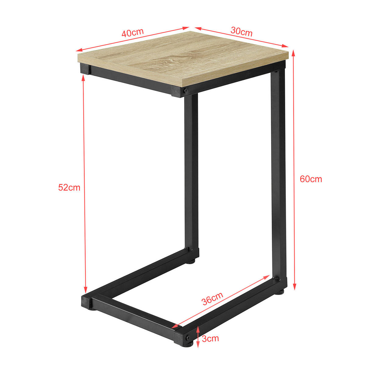 BEISTELLTISCH Natur - Naturfarben, Holzwerkstoff/Metall (40/30/60cm) - SoBuy