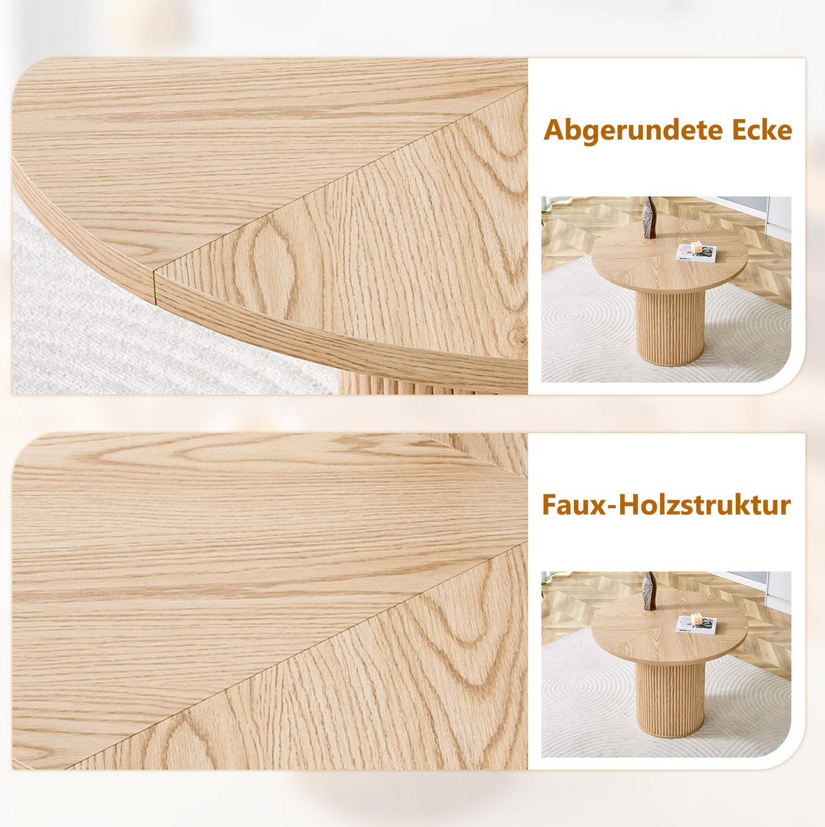 JÍDELNÍ stůl 100/100/76 cm v přírodním dekoru z MDF a kovu s úložným prostorem - přírodní, kompozitní dřevo (100/100/76cm) - OKWISH