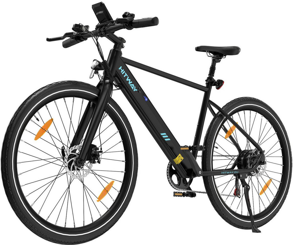 E-BIKE Mountainbike BK19 Cityrad 36V 12Ah Akku, Bis zu 80 km Reichweite - Schwarz, Metall (24cm) - HITWAY