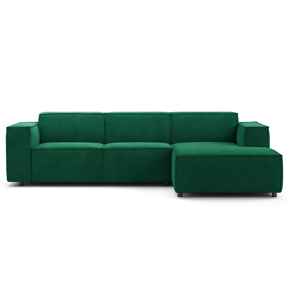 ECKSOFA mit Longchair - Dunkelgrün/Schwarz, Kunststoff/Textil (260/177cm) - home24