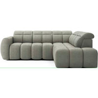 ECKSOFA mit elektrischem Sitzvorschub, Bettkasten und verstellbare Kopflehnen - Grün, Naturmaterialien/Textil (208/258cm) - Eltap