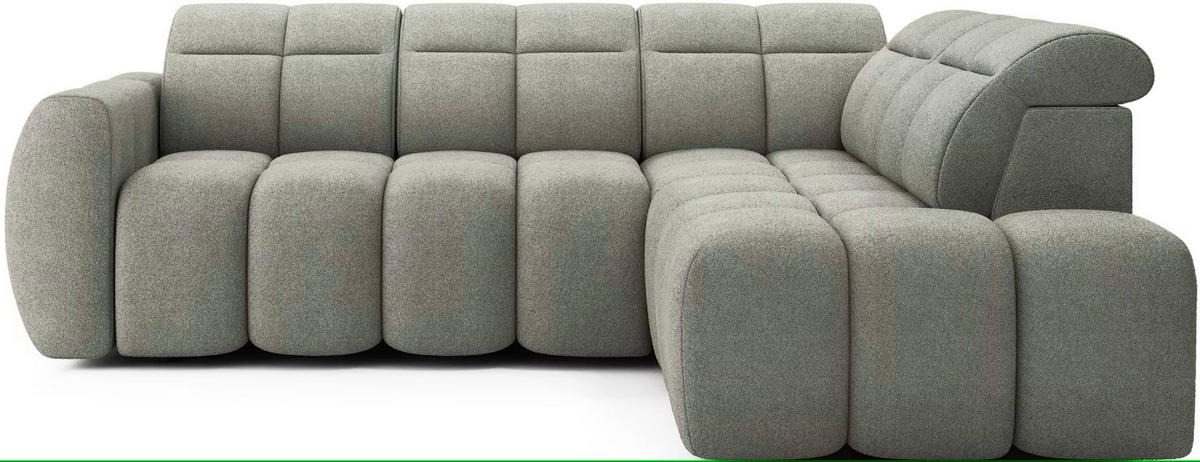 ECKSOFA mit elektrischem Sitzvorschub, Bettkasten und verstellbare Kopflehnen - Grün, Naturmaterialien/Textil (208/258cm) - Eltap