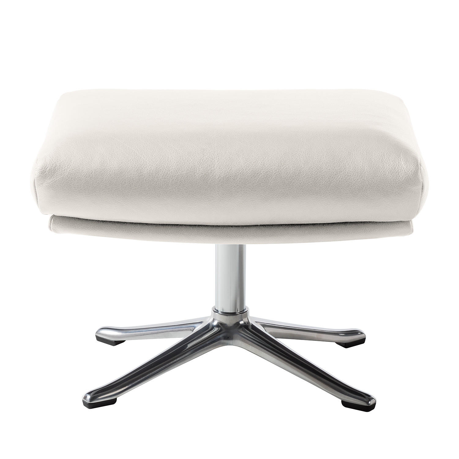 HOCKER mit Kreuzfuß - Chromfarben/Weiß, Leder/Metall (54/41/41cm) - home24