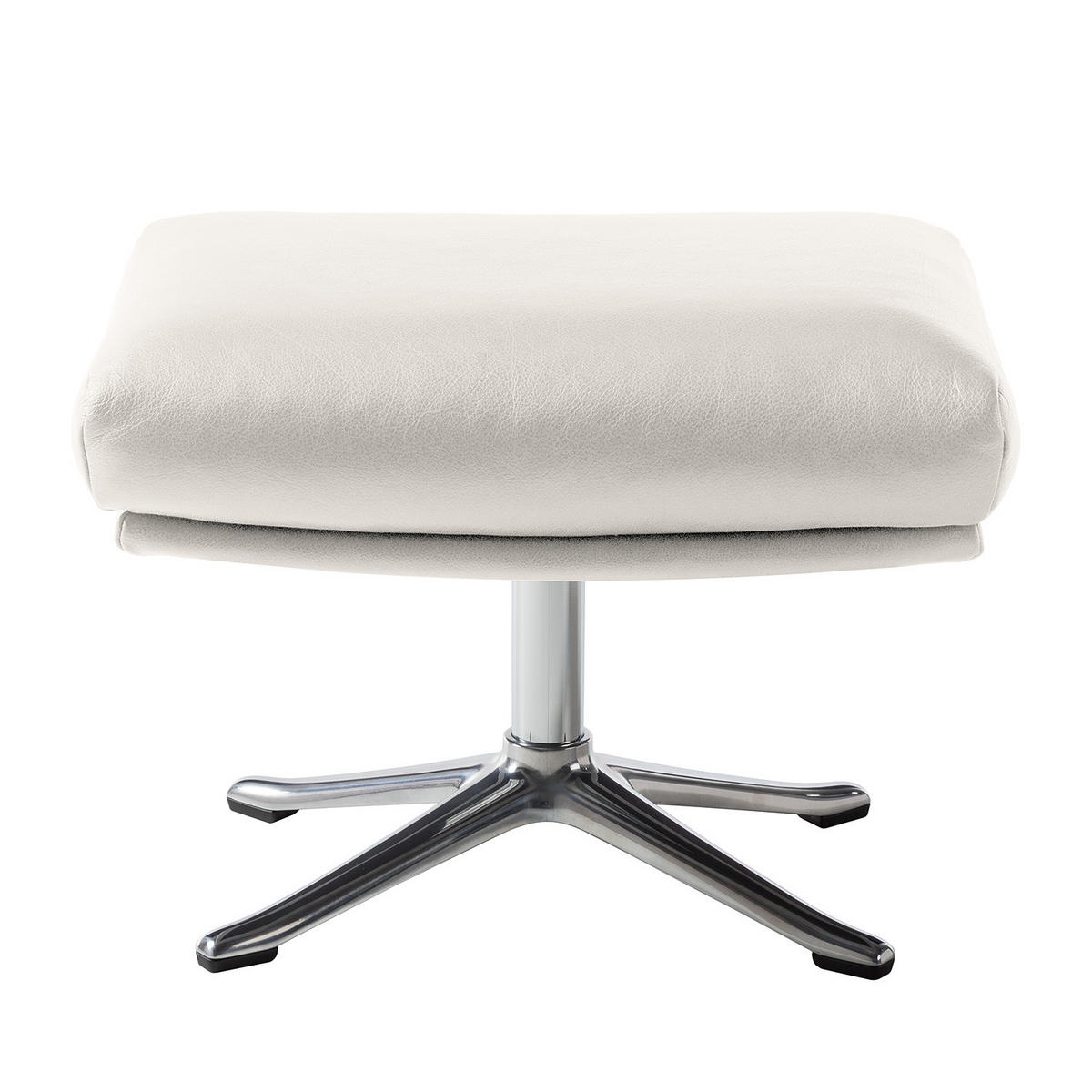 HOCKER mit Kreuzfuß - Chromfarben/Weiß, Leder/Metall (54/41/41cm) - home24