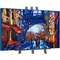 GEMÄLDE Straßen von Paris Schattenfugenrahmen Blau 140x100 cm - Blau, Holz (140/100cm) - YS-art gallery