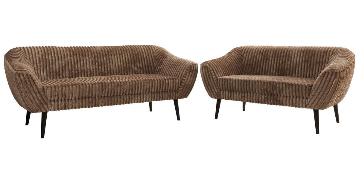SEDACÍ SOUPRAVA 3+2 PIRS - Hnědá Manšestr - Černé nohy - černá/hnědá, kompozitní dřevo/textil (180/75/74cm) - MKS