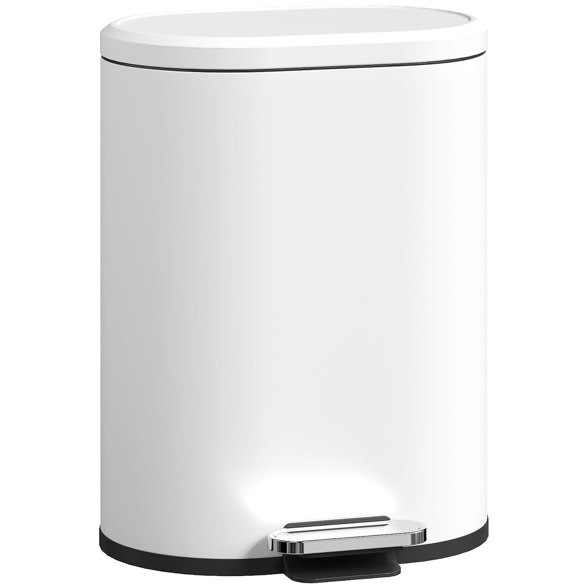 MÜLLEIMER 12L Abfalleimer mit Deckel Fußpedal Soft-Close-Funktion - Weiß, Metall (25.5/37.5/30cm) - HOMCOM