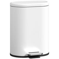 MÜLLEIMER 12L Abfalleimer mit Deckel Fußpedal Soft-Close-Funktion - Weiß, Metall (25.5/37.5/30cm) - HOMCOM