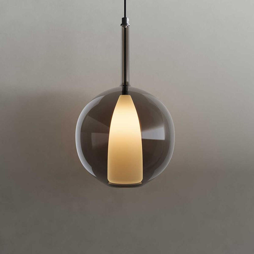 HÄNGELAMPE Belluna 5m Abhängung Rauch Ø 24cm - Anthrazit, Glas (24/24/45cm) - s.luce