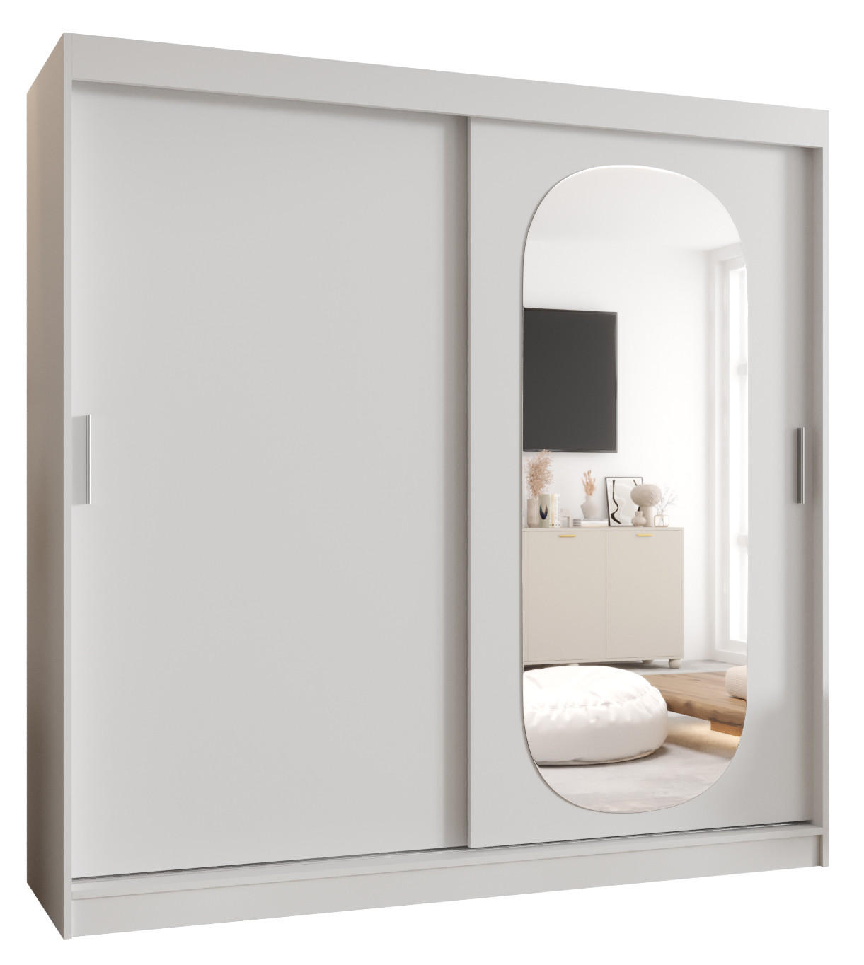 SCHWEBETÜRENSCHRANK 200/200/62 2-türig - Silberfarben/Weiß, Holz (200/200/62cm) - MÖBEL KRYSPOL