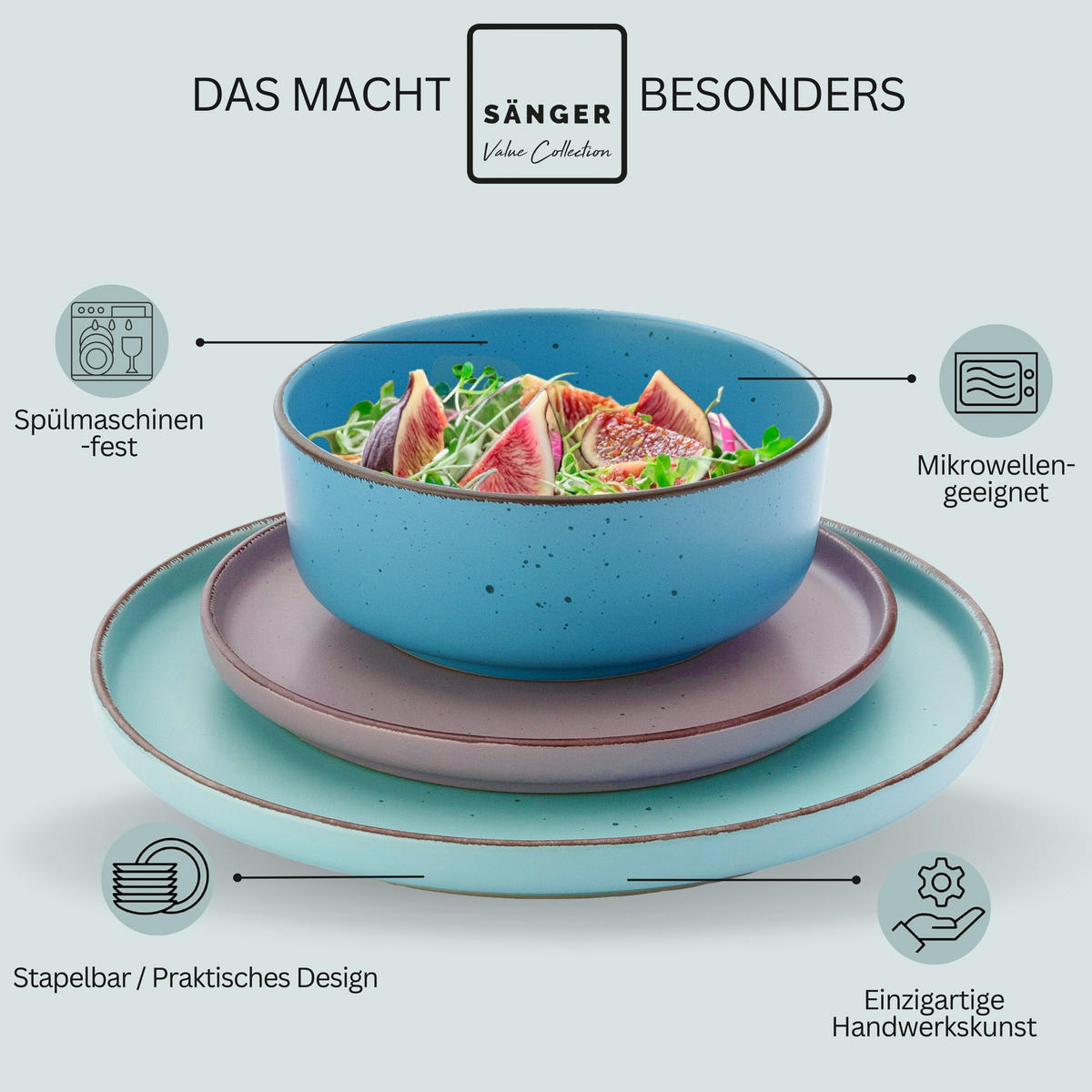 KOMBISERVICE BOMBAY MEERESBODEN - 20 teilig aus Steingut - Multicolor, Stein (27/9.5/27cm) - Sänger