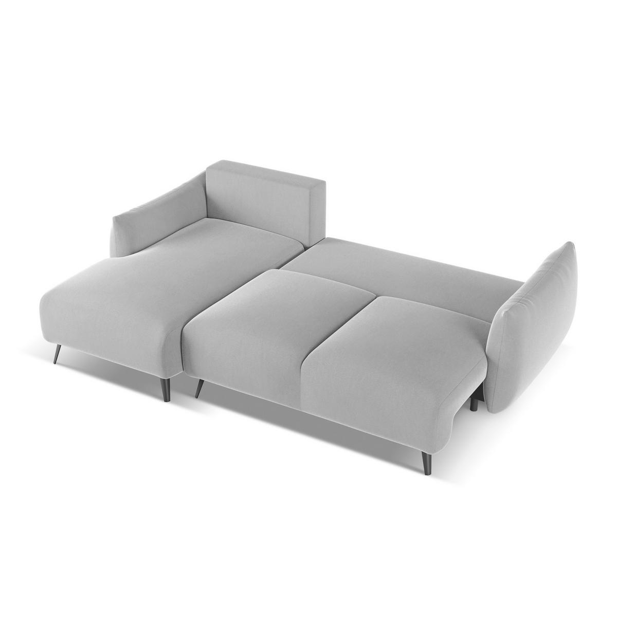 ECKSOFA mit Schlaffunktion Samt Stoff Grau - Schwarz/Grau, Textil/Metall (162/242cm) - LaMiaSofa