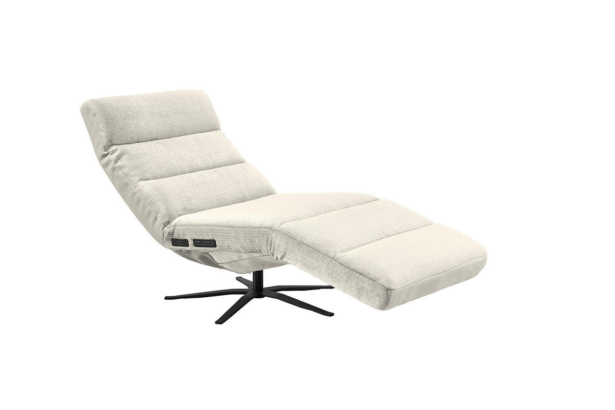 RELAXLIEGE ALINA Cremeweiß Cord - Creme/Schwarz, Textil/Metall (82/115/156cm) - KAWOLA