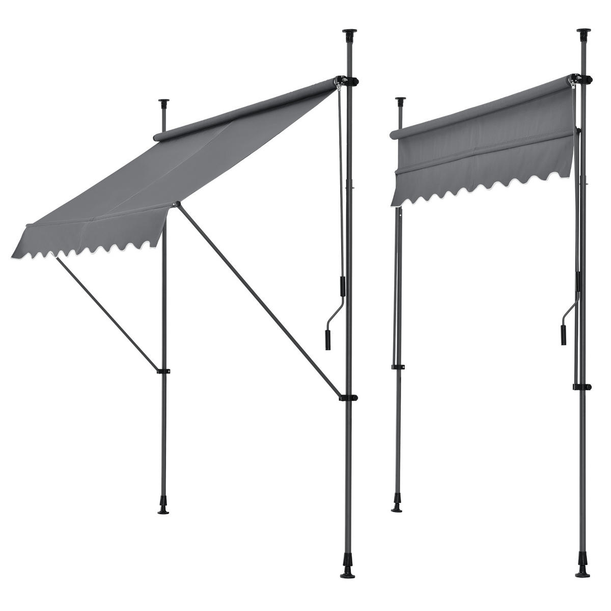 KLEMMMARKISE Stem - Hellgrau, Textil/Metall (150/309/120cm) - pro.tec