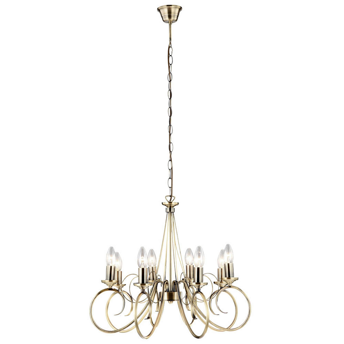 KRONLEUCHTER Altmessing Messing 8-flammig - Messingfarben, Metall (55/55/135cm) - Globo Lighting