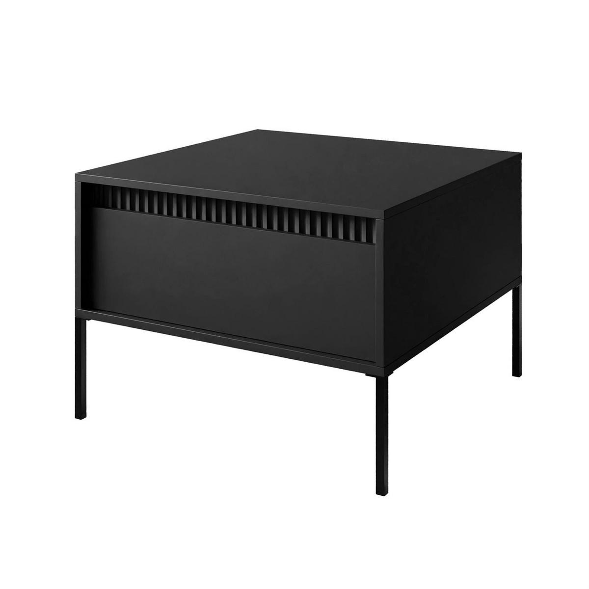 COUCHTISCH YASUMI mit Schublade schwarz matt - Schwarz, Holzwerkstoff (68/68/48.4cm) - Lookway
