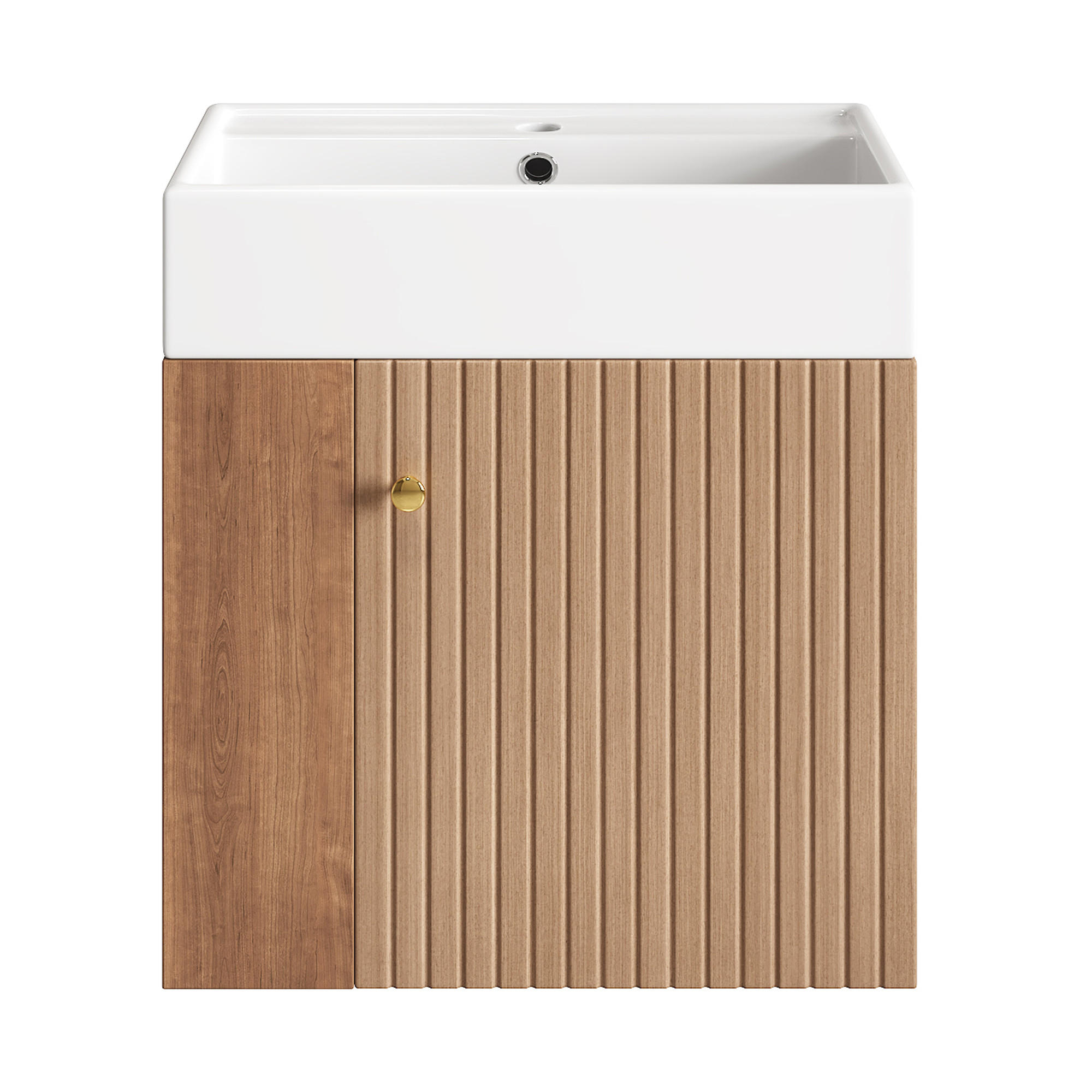 WASCHTISCH mit Unterschrank 55cm Keramikbecken Braun - Braun, Holzwerkstoff (55/66.5/31cm) - Urban Meuble