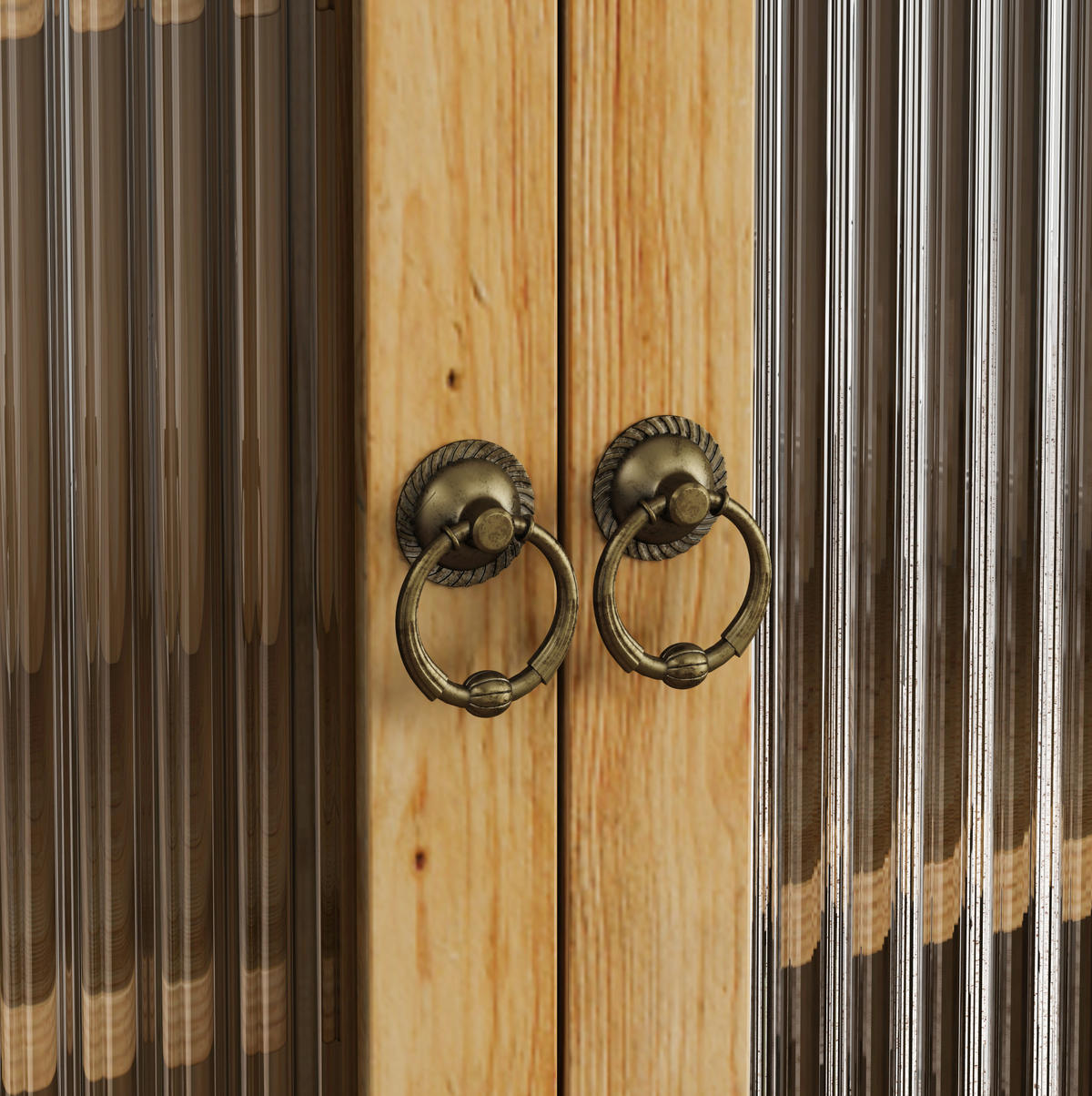 KÜCHENOBERSCHRANK 63/18/60 cm aus Massivholz und MDF mit geriffeltem Glas und Handtuchhalter Natur - Naturfarben, Holzwerkstoff (63/60/18cm) - Modenvie