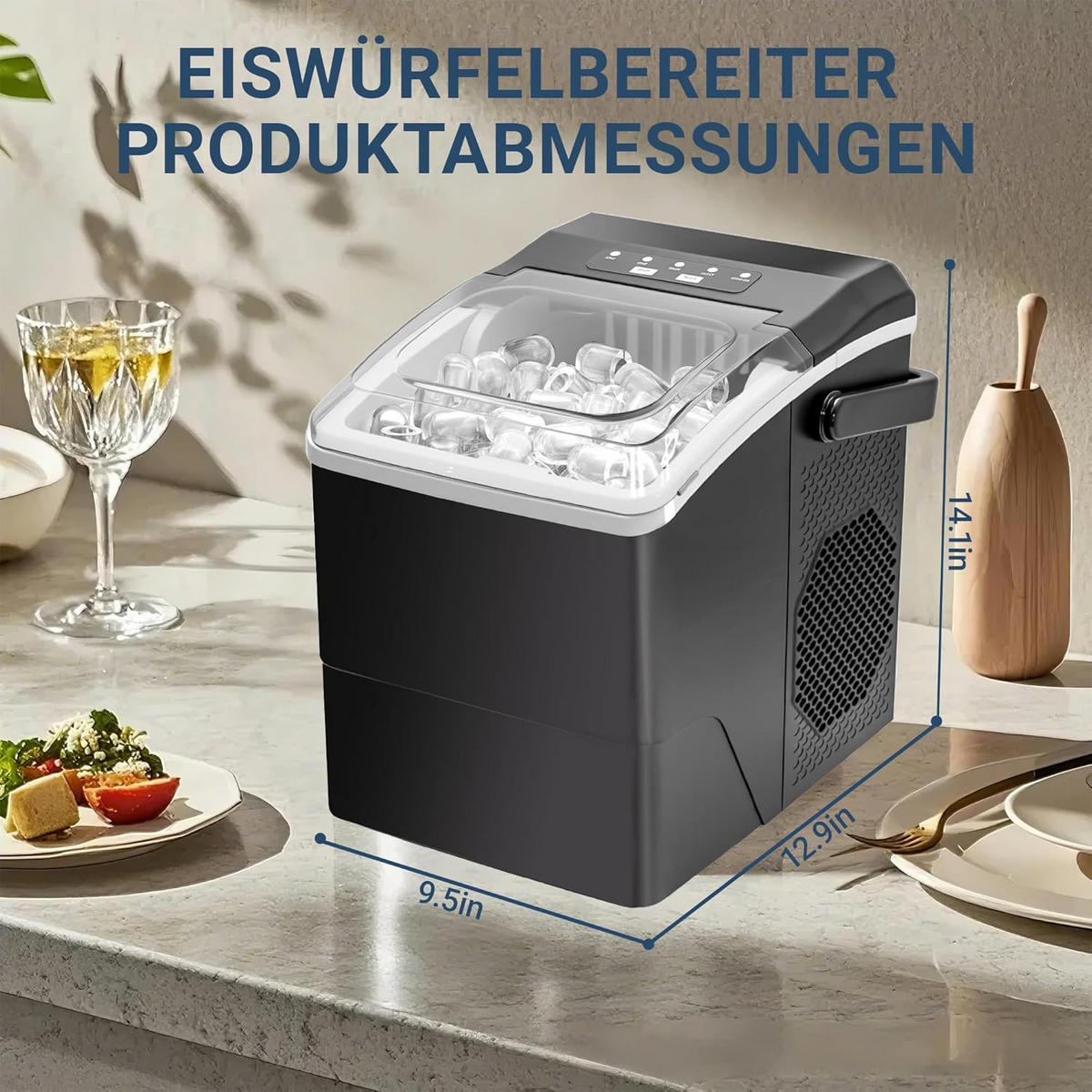 EISWÜRFELMASCHINE Kühleis 1.3 L - Schwarz, Kunststoff (29.6/28.9/23.8cm) - Nettlife