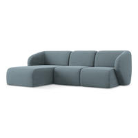 ECKSOFA Links Bouclé Stoff Blau - Blaugrau/Schwarz, Holzwerkstoff/Kunststoff (248/166cm) - Makamii