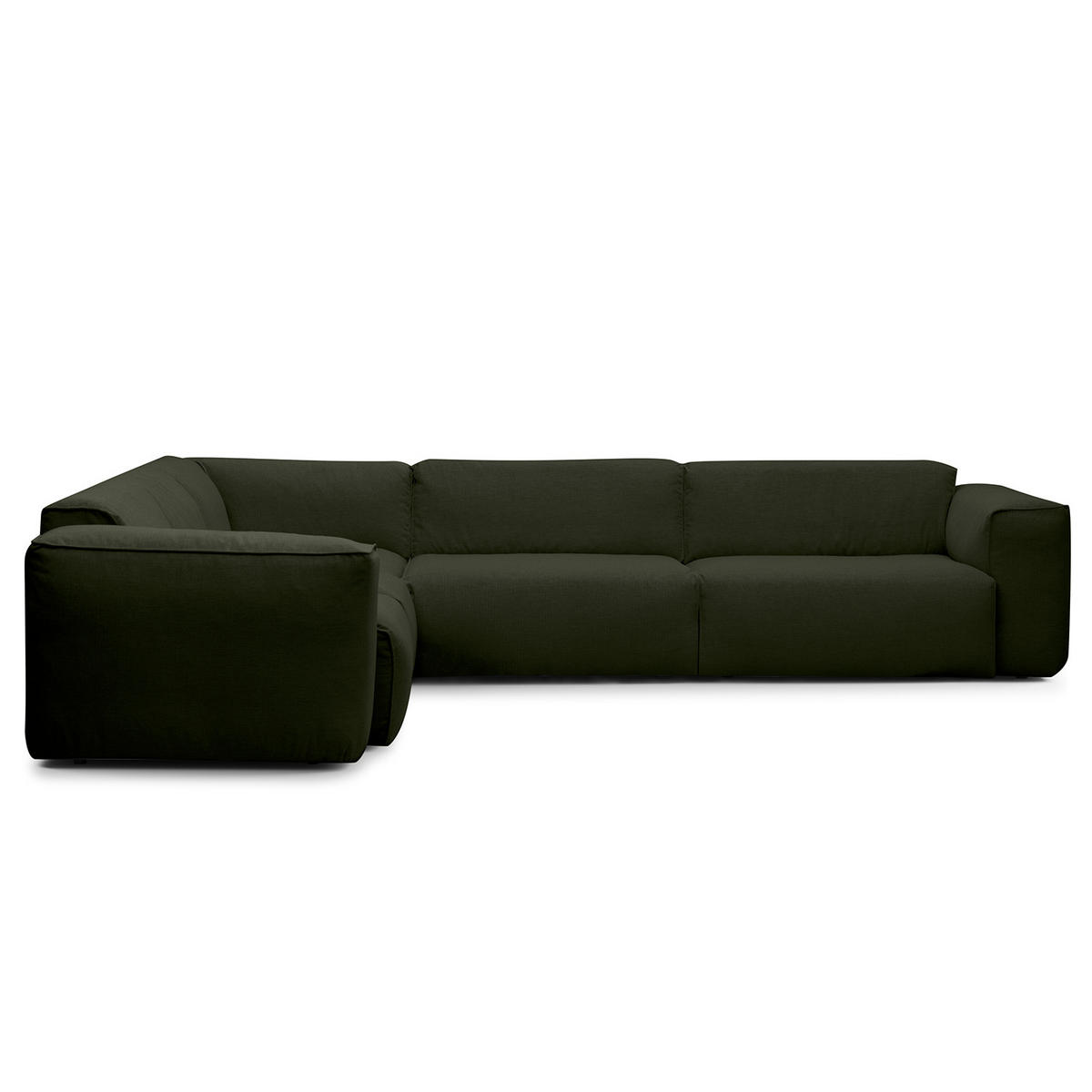 ECKSOFA mit Rundecke - Schwarz/Grau, Kunststoff/Textil (325/260cm) - home24