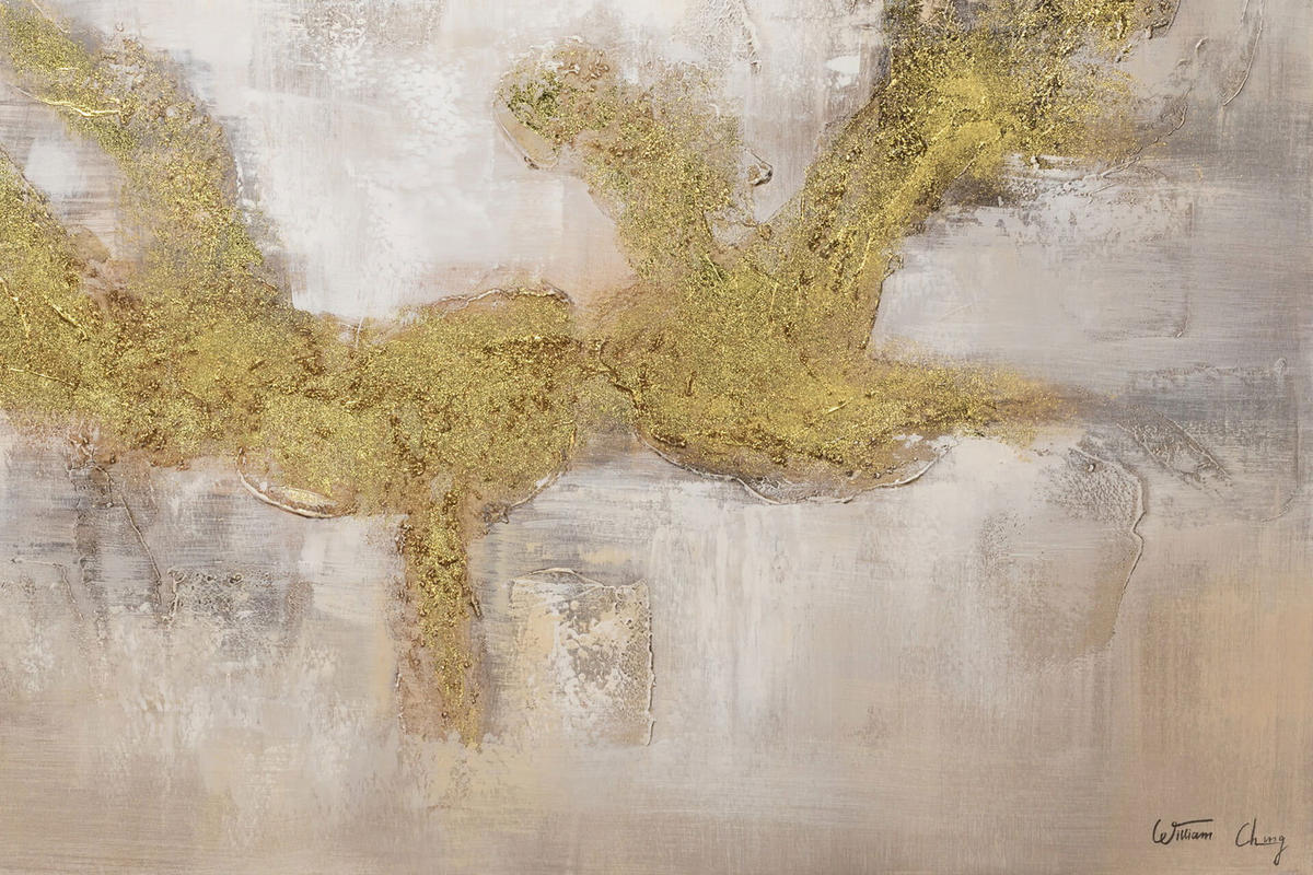 ACRYLBILD HANDGEMALT 120/80 cm - Goldfarben, Holz/Textil (120/80cm) - KUNSTLOFT