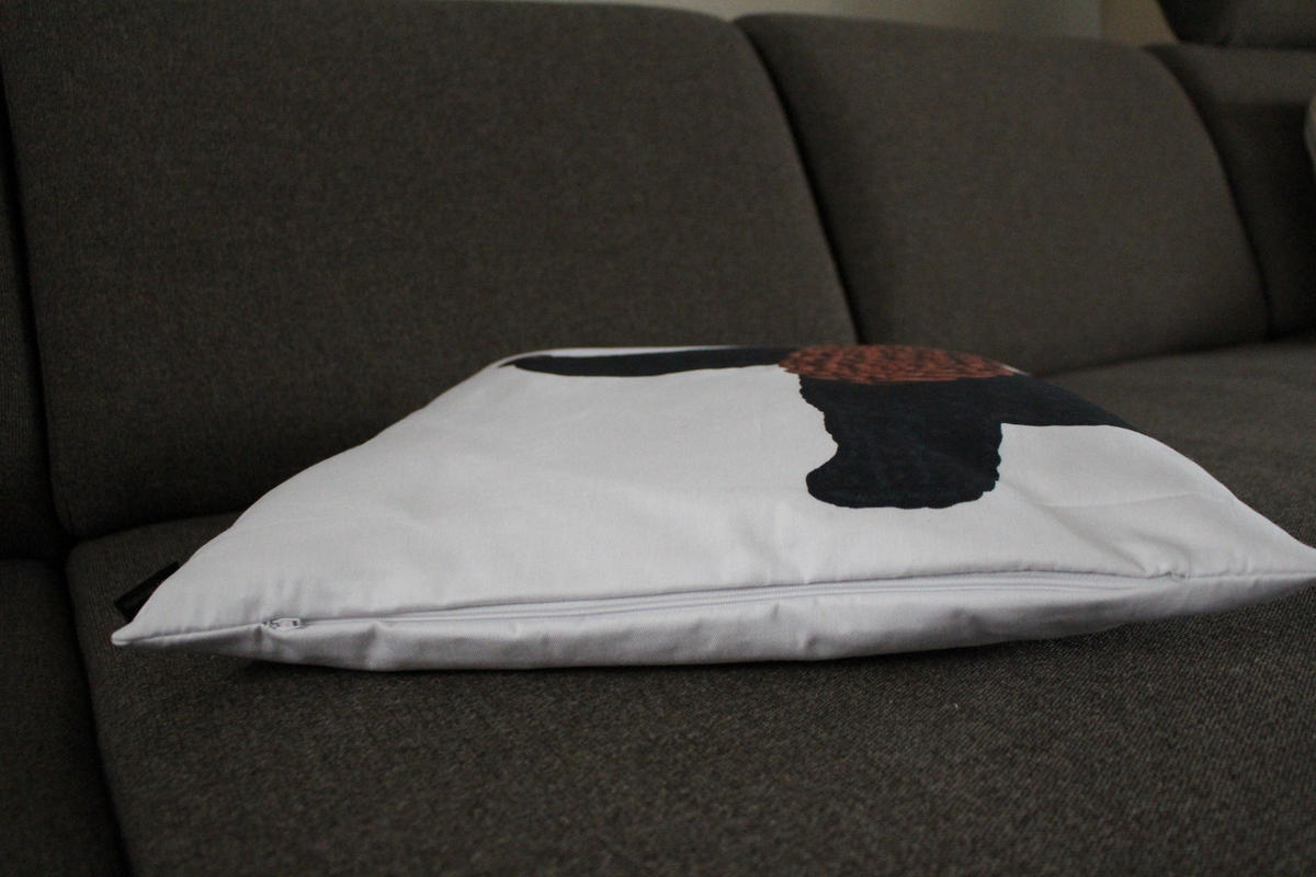 KISSENHÜLLE KLEINER DACKEL Ohr - Weiß/Braun, Textil (50/50cm) - Yve! decoration