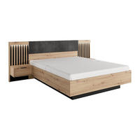 BETTRAHMEN - 2 Personen - holz - schwarz, naturfarben hell Ariada - Schwarz/Naturfarben, Holz (160/200cm) - Vente-Unique