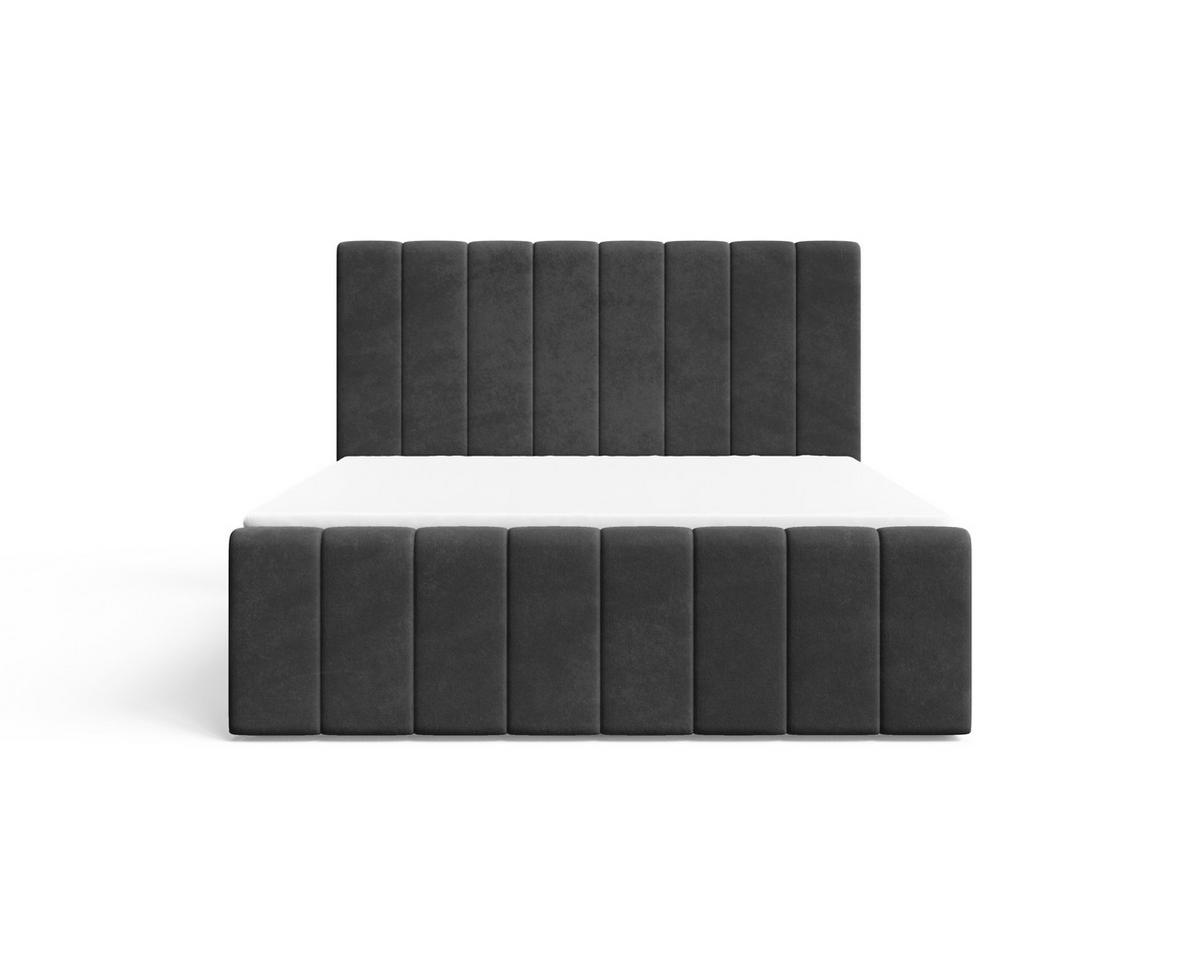 BOXBETT 01 BIS 180 x 200 cm - Manila - Modernes Polsterbett mit Bettkasten inkl. PU-Schaum-Topper und Federmechanismus - Schwarz, Holz (180/200cm) - ROYAL24_MARKT
