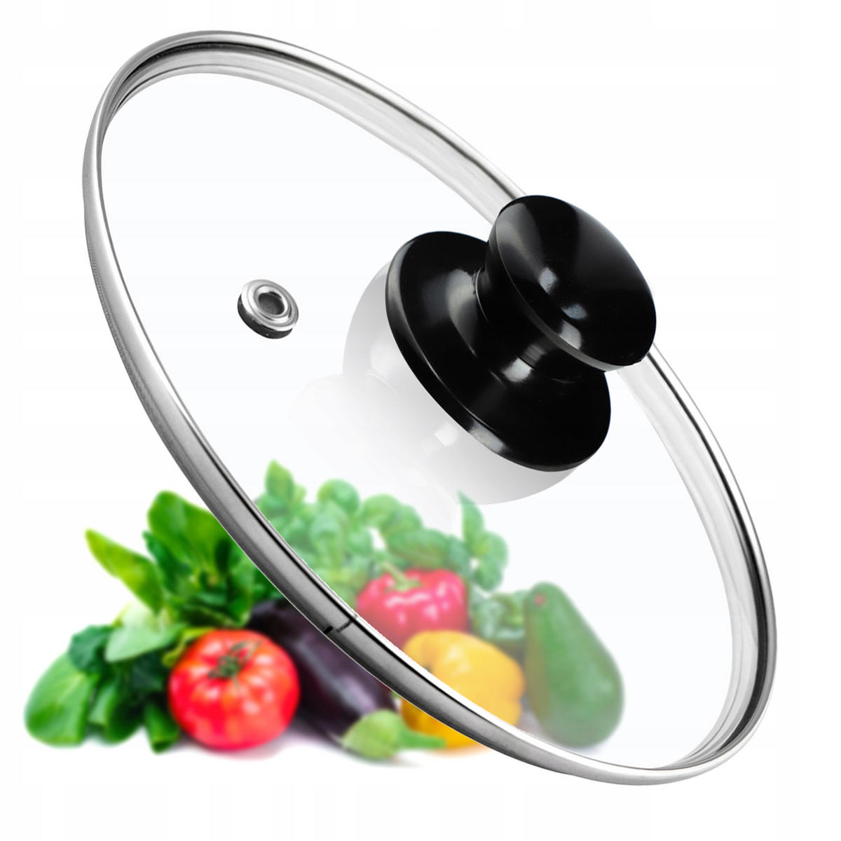 DECKEL mit schwarzem Griff, 18 cm, 1 Stück - Transparent, Glas/Kunststoff (18cm) - KADAX