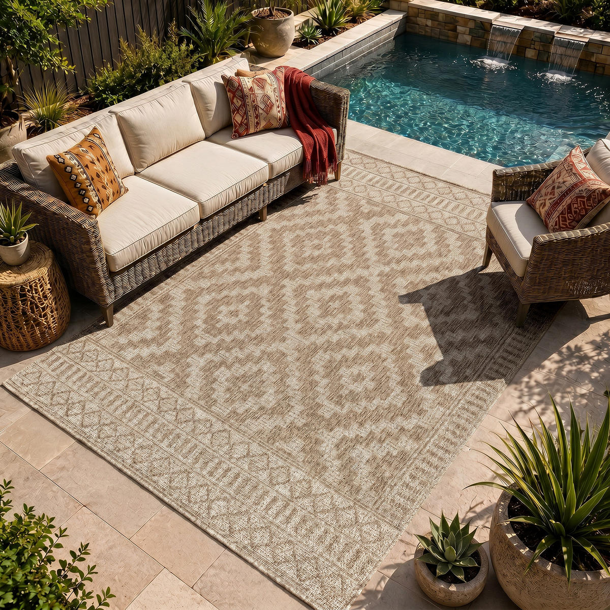 OUTDOORTEPPICH Tricia Jute-Optik 160/213 cm Dunkelbraun - Champagner, Textil (160/213cm) - LIVABLISS