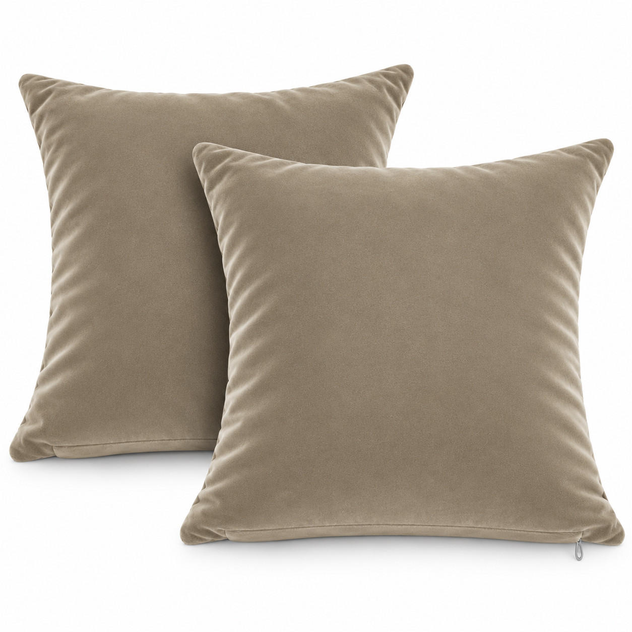 KISSENBEZUG 2er Set Sand Beige 50x50 Samt weich - Sandfarben, Textil (50/50cm) - TiborTex