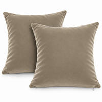 KISSENBEZUG 2er Set Sand Beige 50x50 Samt weich - Sandfarben, Textil (50/50cm) - TiborTex